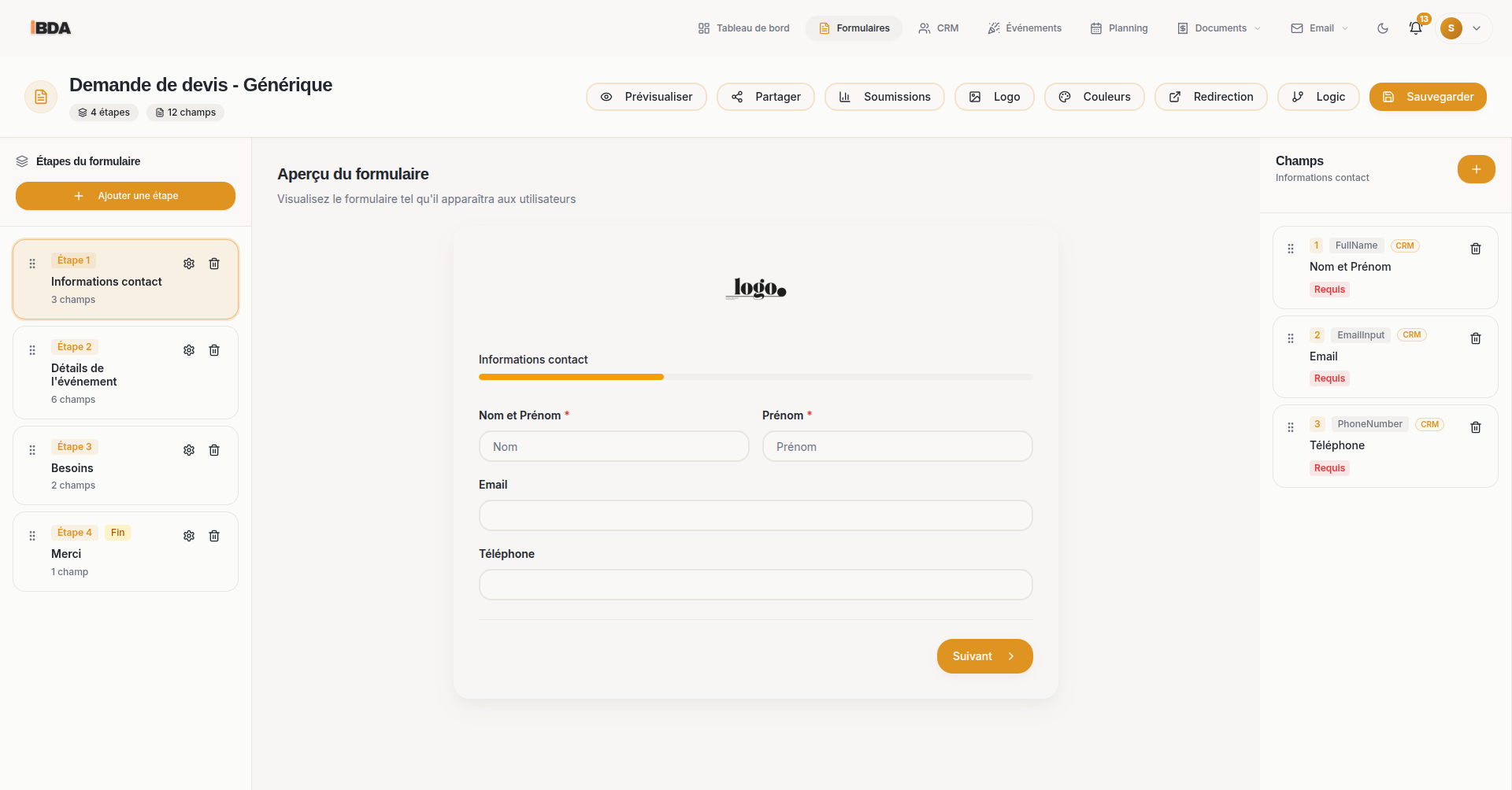 Éditeur de formulaire IBDA